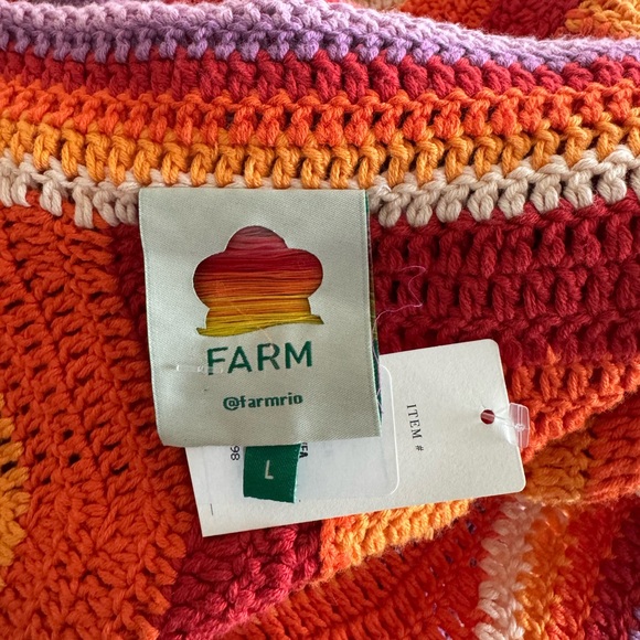 Anthropologie Farm Rio Striped Multi Color Crochet Mini Dress Size Large NWT - Picture 8 of 12